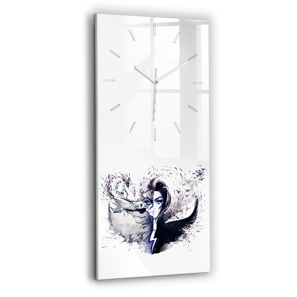 Vertical wall clock Illustration of a Woman