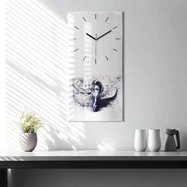 Vertical wall clock Illustration of a Woman