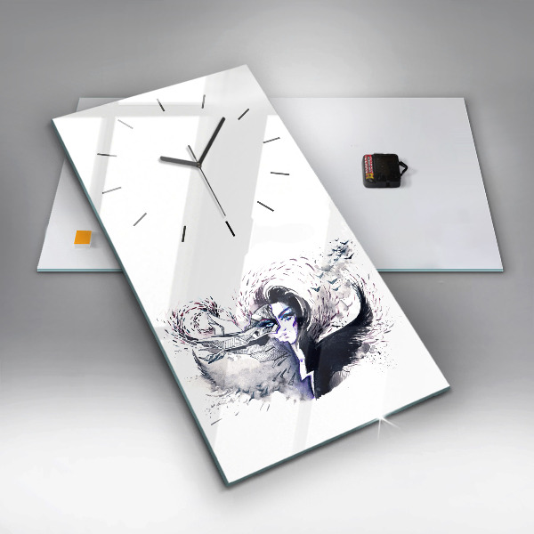Vertical wall clock Illustration of a Woman