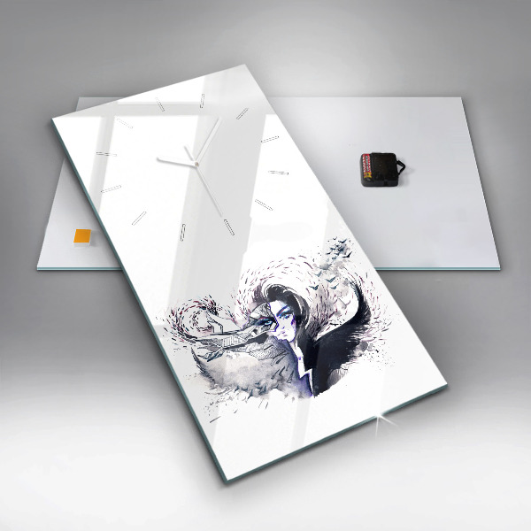 Vertical wall clock Illustration of a Woman