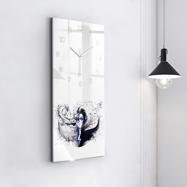 Vertical wall clock Illustration of a Woman