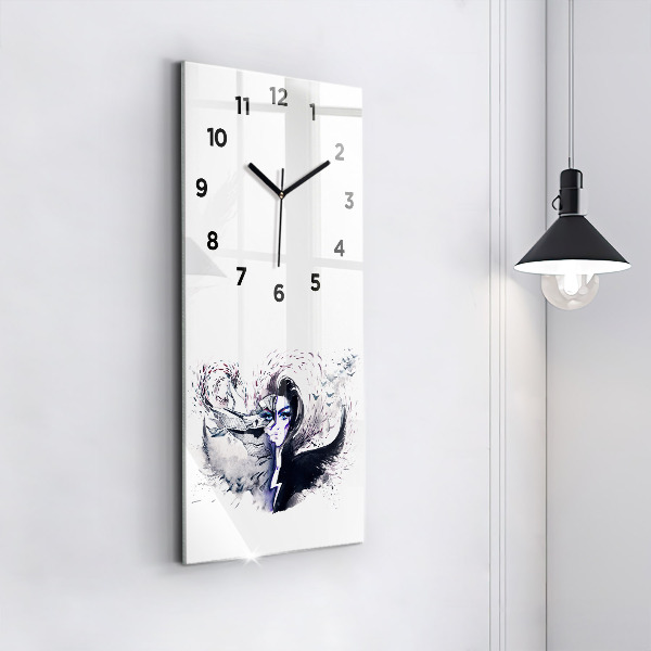 Vertical wall clock Illustration of a Woman
