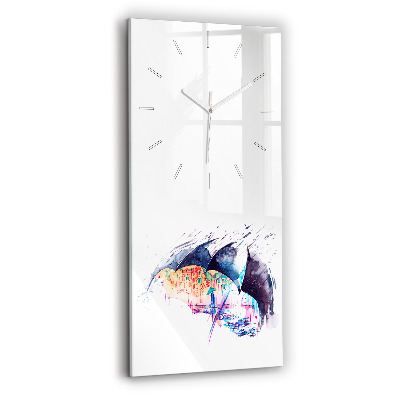 Vertical wall clock Rain umbrella and city
