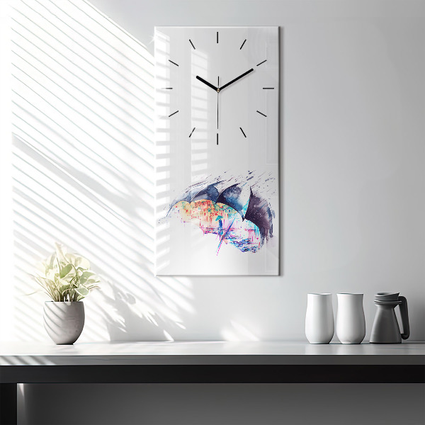 Vertical wall clock Rain umbrella and city
