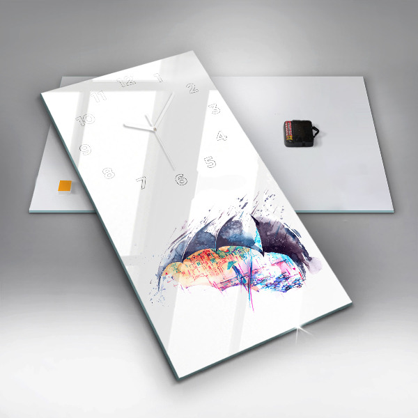 Vertical wall clock Rain umbrella and city