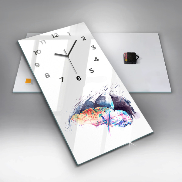 Vertical wall clock Rain umbrella and city