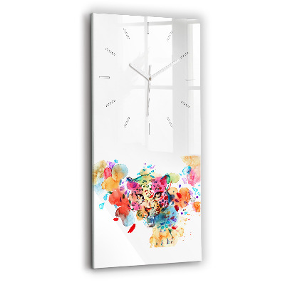 Vertical wall clock Abstract wild cat