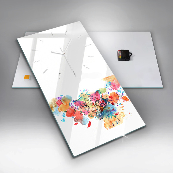 Vertical wall clock Abstract wild cat