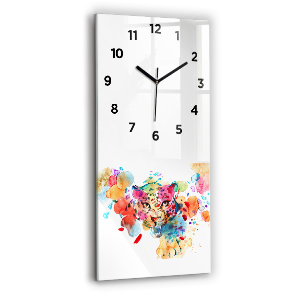 Vertical wall clock Abstract wild cat
