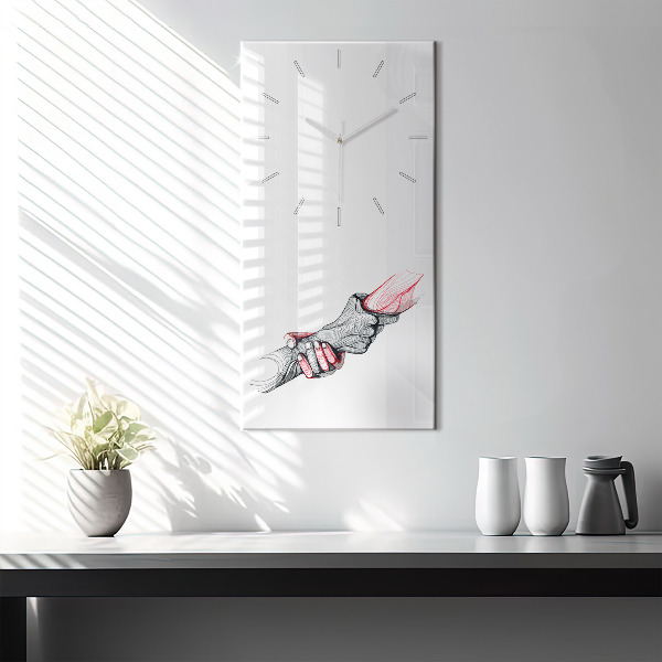 Vertical wall clock Holding hands