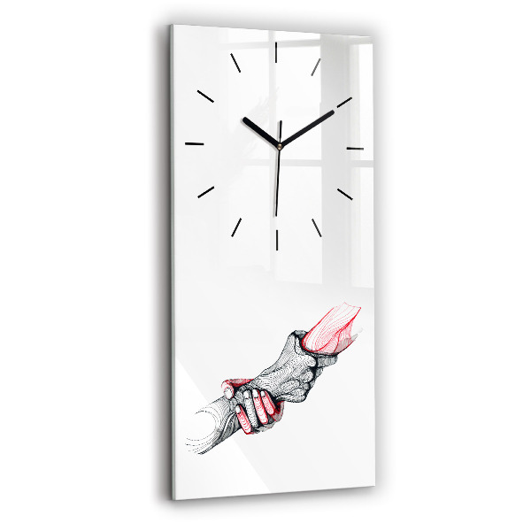 Vertical wall clock Holding hands