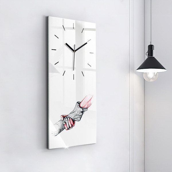 Vertical wall clock Holding hands