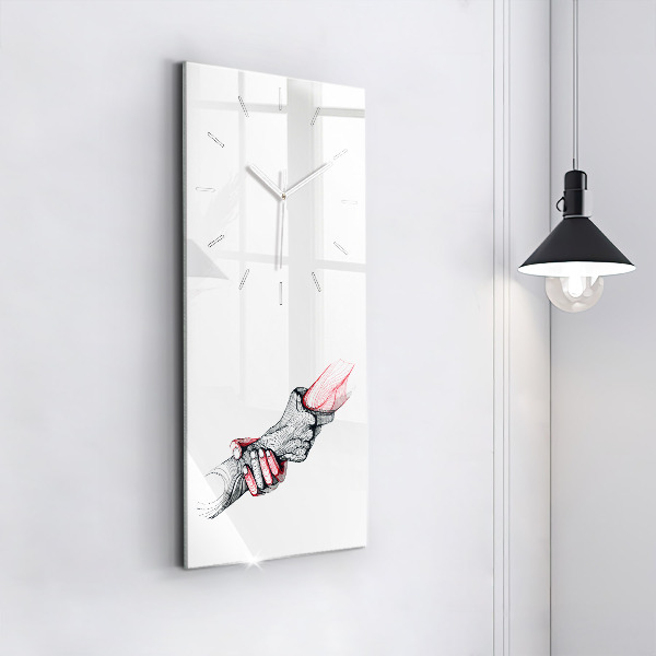 Vertical wall clock Holding hands