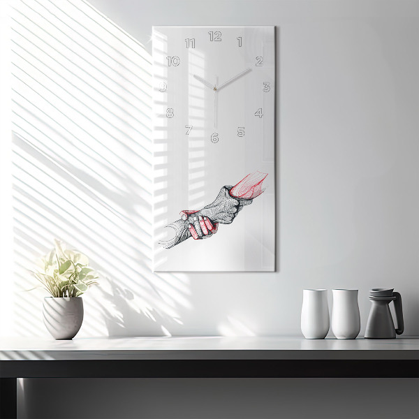 Vertical wall clock Holding hands