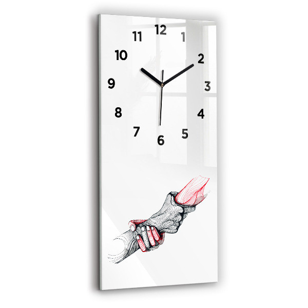 Vertical wall clock Holding hands