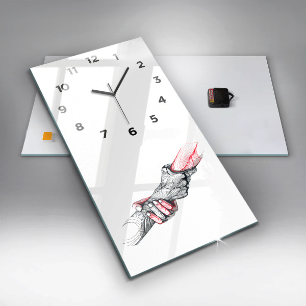 Vertical wall clock Holding hands