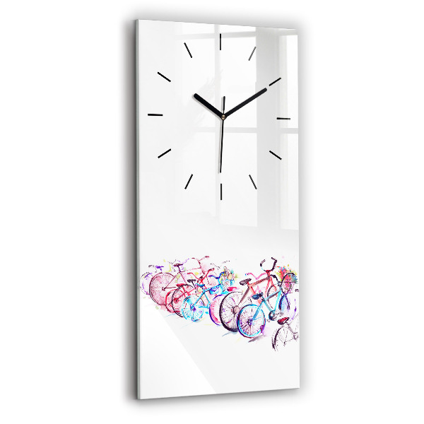 Vertical wall clock Colorful city bikes