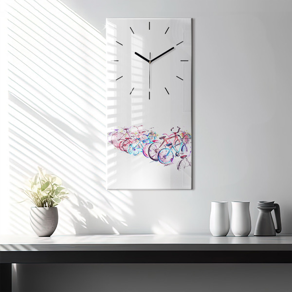 Vertical wall clock Colorful city bikes
