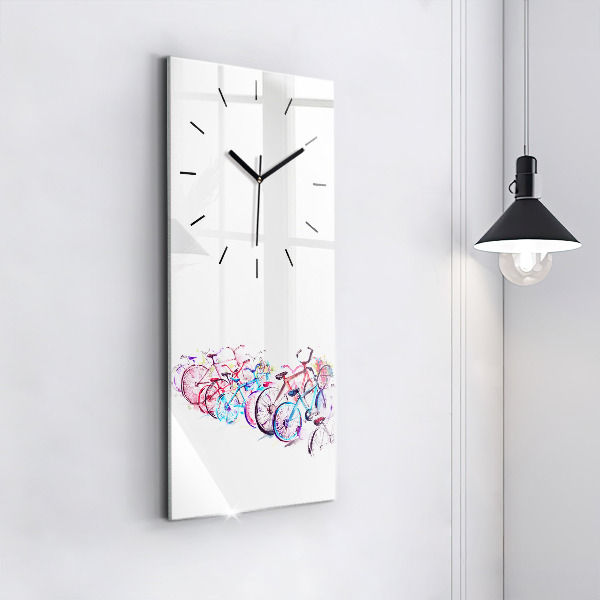 Vertical wall clock Colorful city bikes