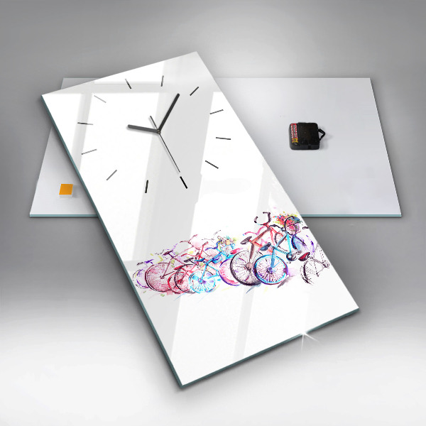 Vertical wall clock Colorful city bikes
