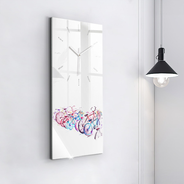 Vertical wall clock Colorful city bikes