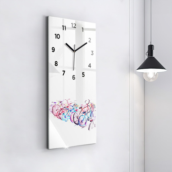 Vertical wall clock Colorful city bikes