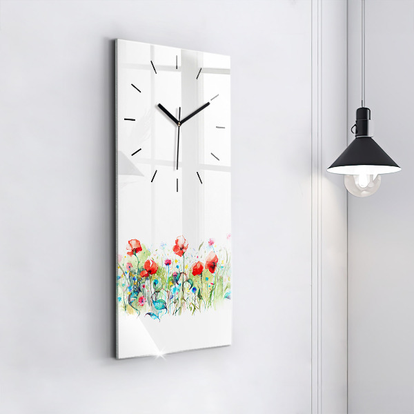 Vertical wall clock Flowers in the meadow