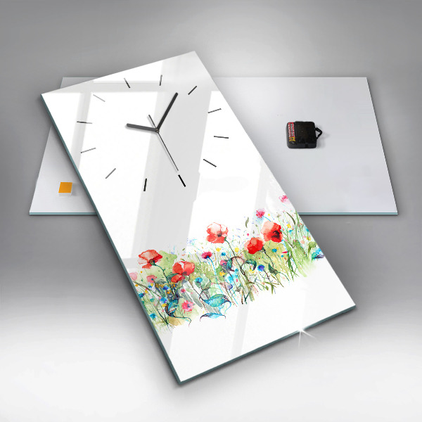 Vertical wall clock Flowers in the meadow