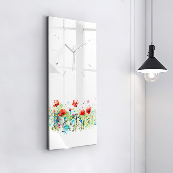 Vertical wall clock Flowers in the meadow