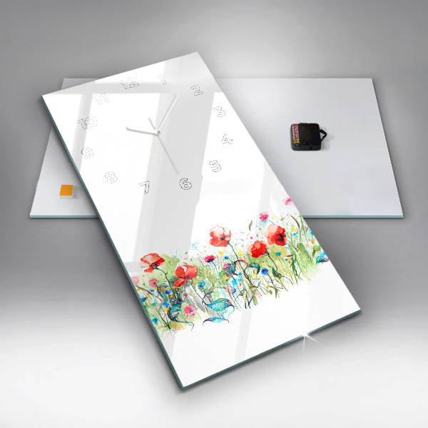 Vertical wall clock Flowers in the meadow