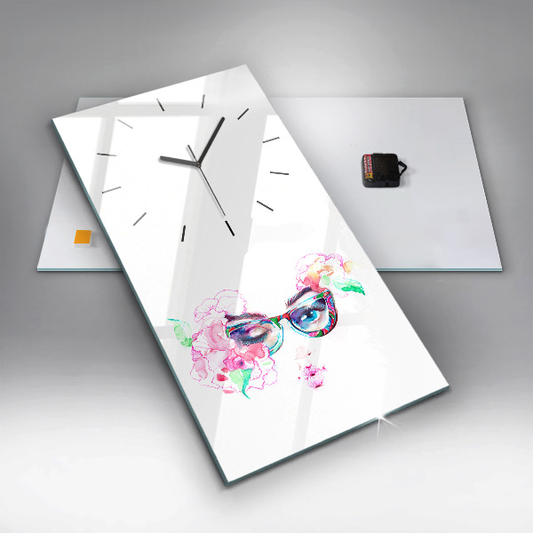 Vertical wall clock Woman with glasses