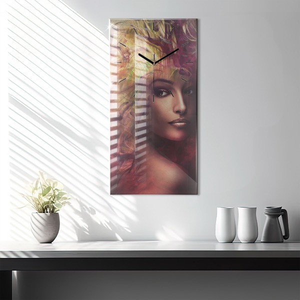 Vertical wall clock Portrait of a woman