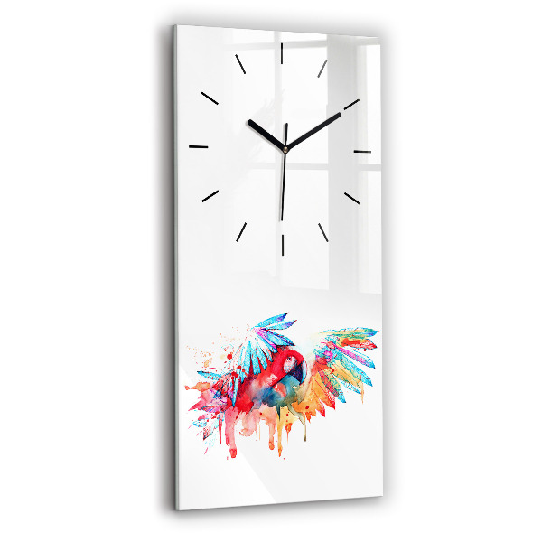 Vertical wall clock Colorful red parrot