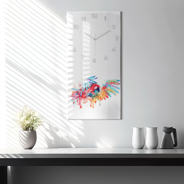 Vertical wall clock Colorful red parrot