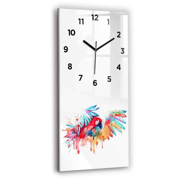 Vertical wall clock Colorful red parrot