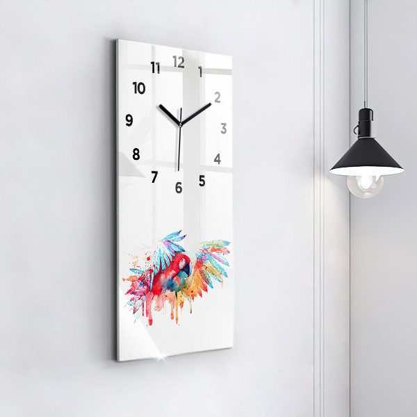 Vertical wall clock Colorful red parrot