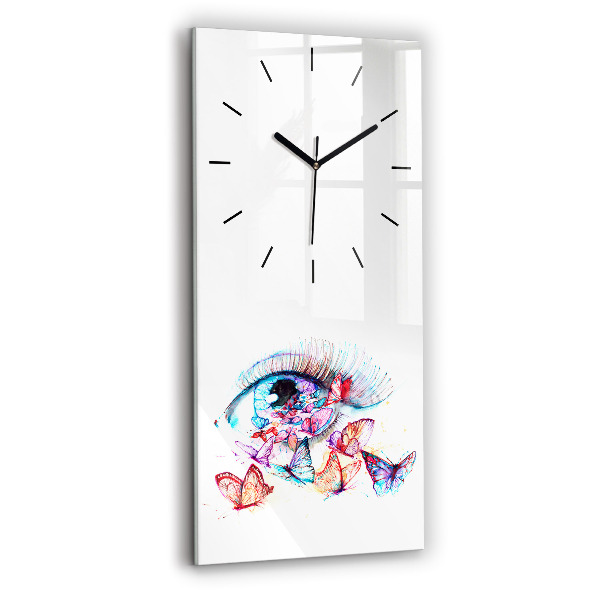 Vertical wall clock Colorful butterfly eye