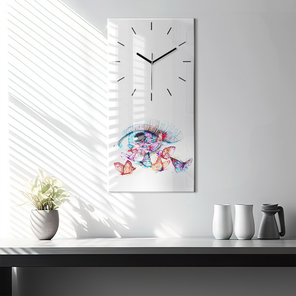 Vertical wall clock Colorful butterfly eye