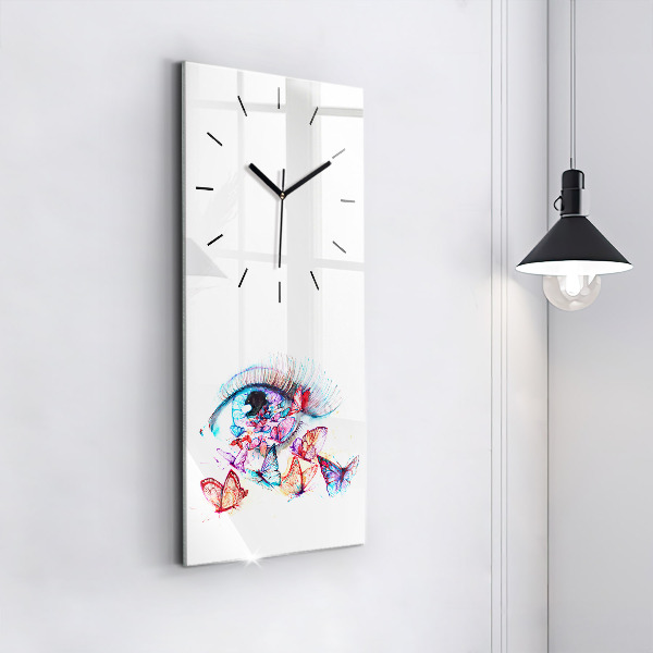 Vertical wall clock Colorful butterfly eye