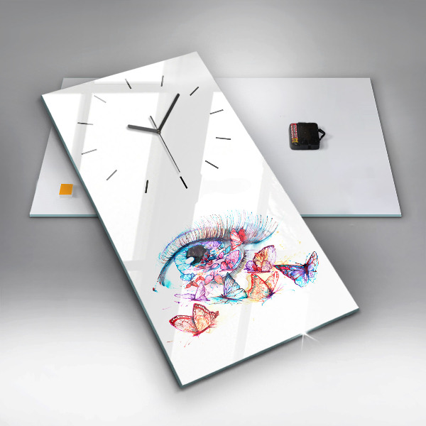 Vertical wall clock Colorful butterfly eye