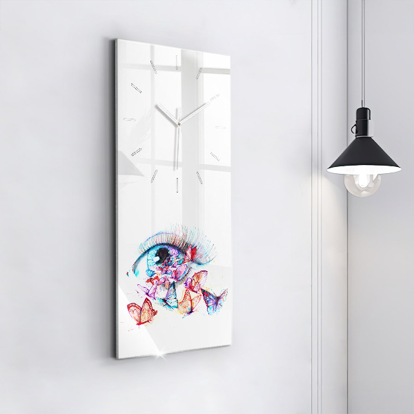 Vertical wall clock Colorful butterfly eye