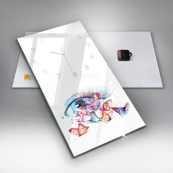 Vertical wall clock Colorful butterfly eye