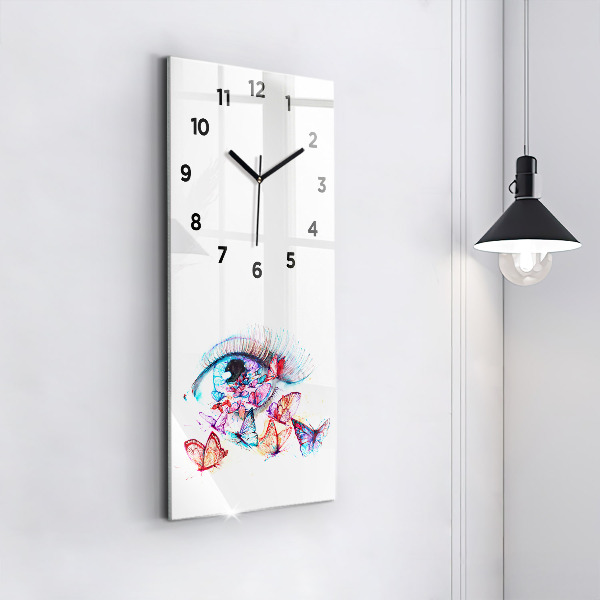 Vertical wall clock Colorful butterfly eye