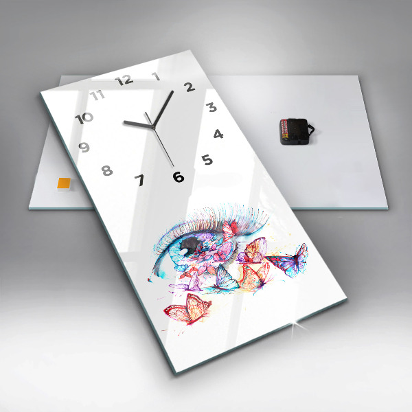Vertical wall clock Colorful butterfly eye
