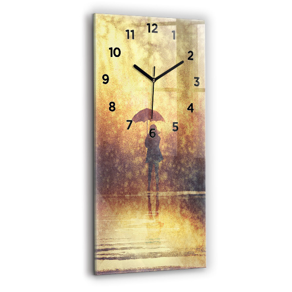 Vertical wall clock woman with umbrella