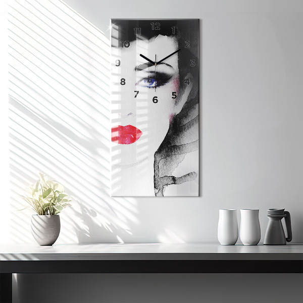 Vertical wall clock Portrait of a woman