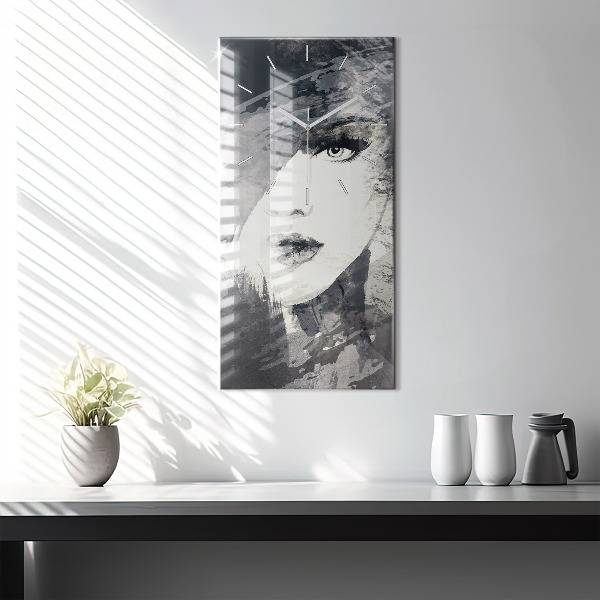 Vertical wall clock Woman - watercolors