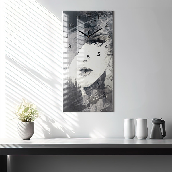 Vertical wall clock Woman - watercolors