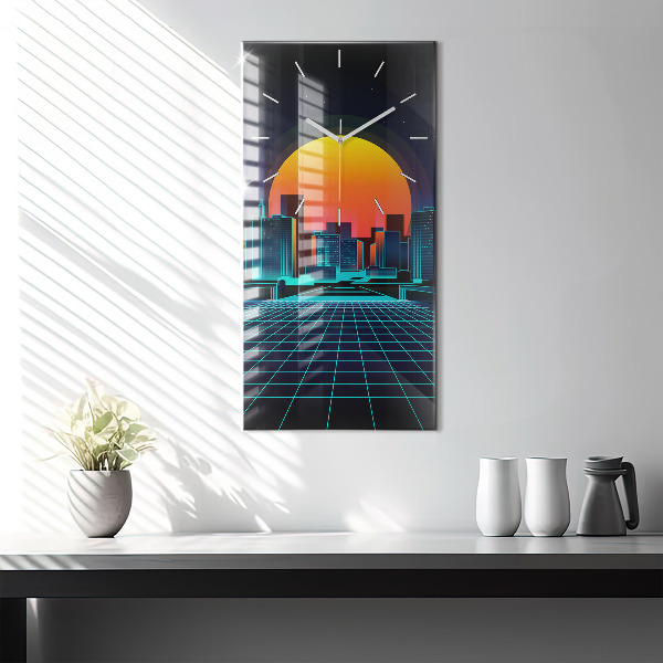 Vertical wall clock Cyberspace city
