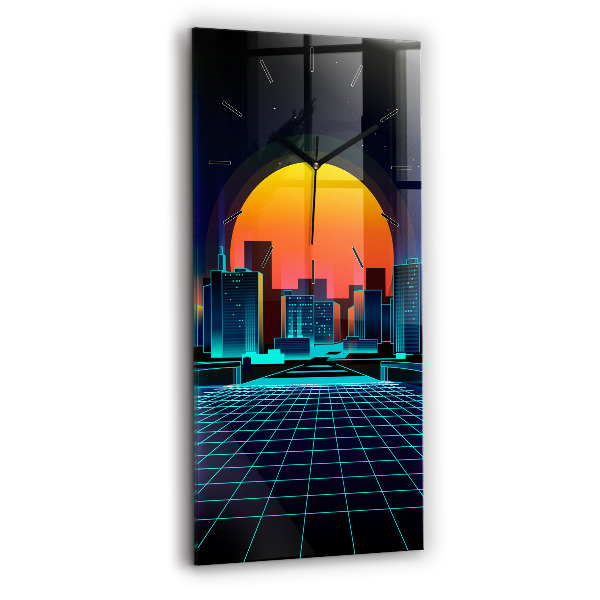 Vertical wall clock Cyberspace city